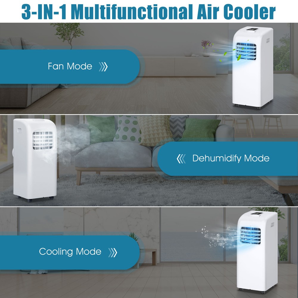 8000 BTU Portable Air Conditioner & Dehumidifier Function Remote w/ Window Kit