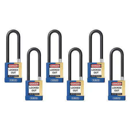 Abus 20116 Keyed Padlock, Open, Rectangular Steel Body, Hardened Steel Shackle,