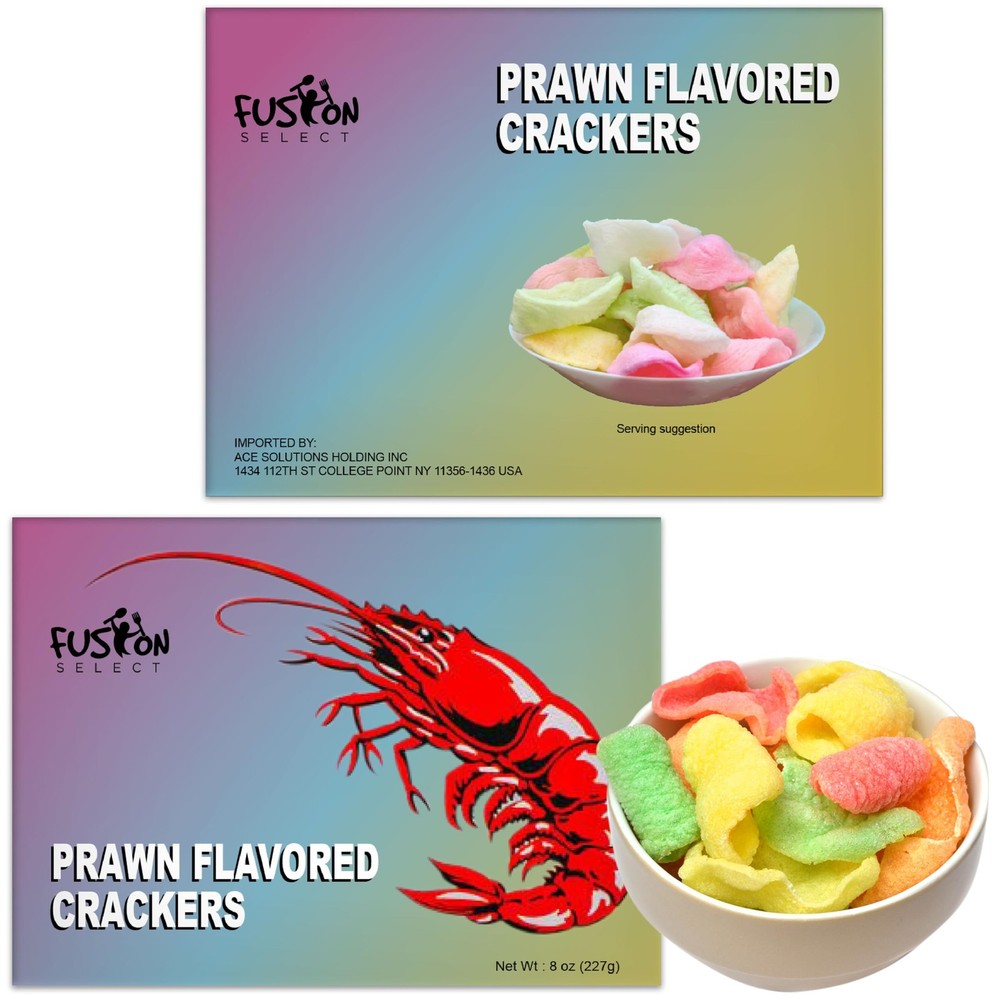 2 Pk Uncooked Prawn Crackers - Multi-Colored Shrimp Chips for Sharing, Servin...