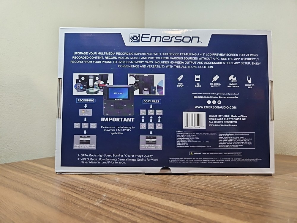 Emerson EMT-1200 Multi-Function Media Recorder with LCD Screen