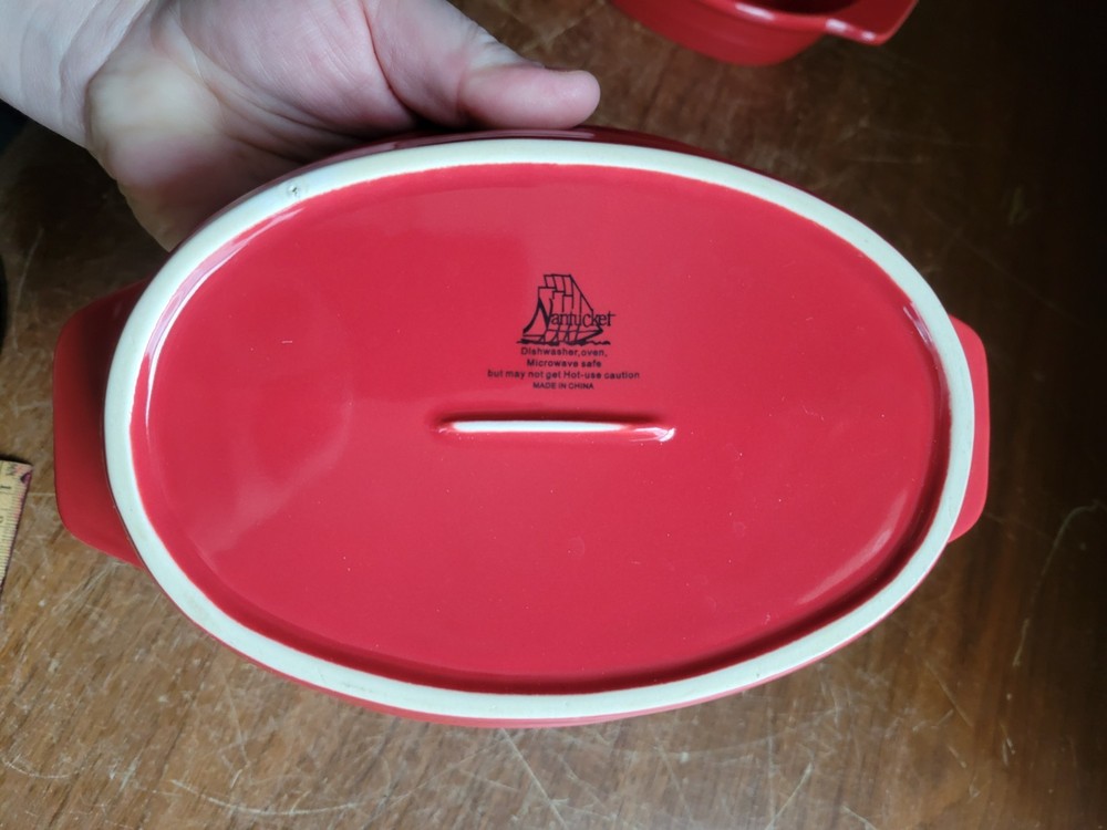2 Red Nantucket 7x5" Casserole Dishes