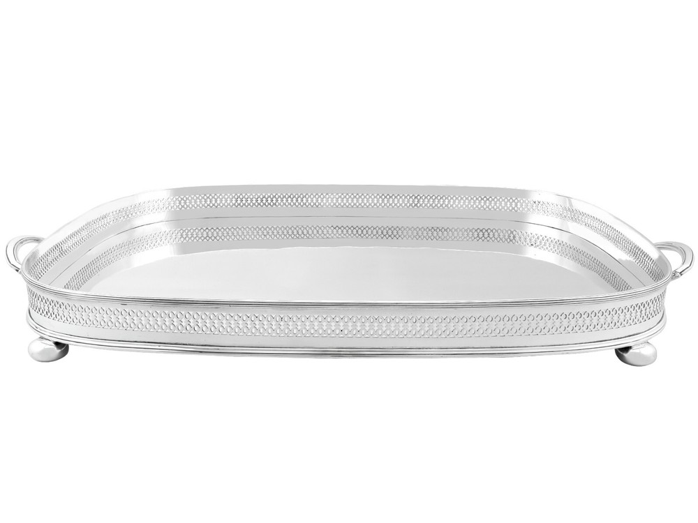 Antique Sterling Silver Gallery Tea Tray