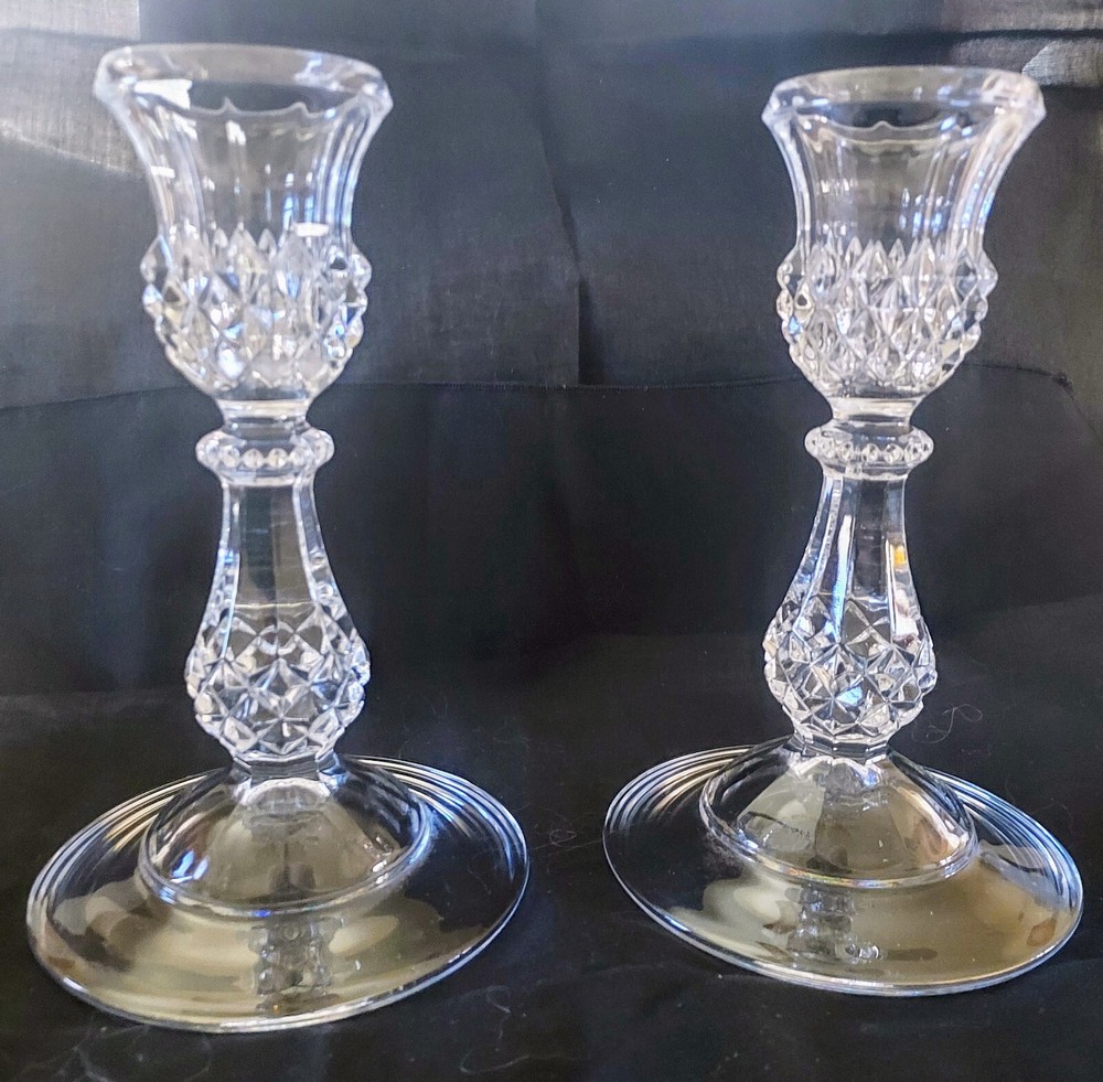Vintage Crystal Candlesticks Pair
