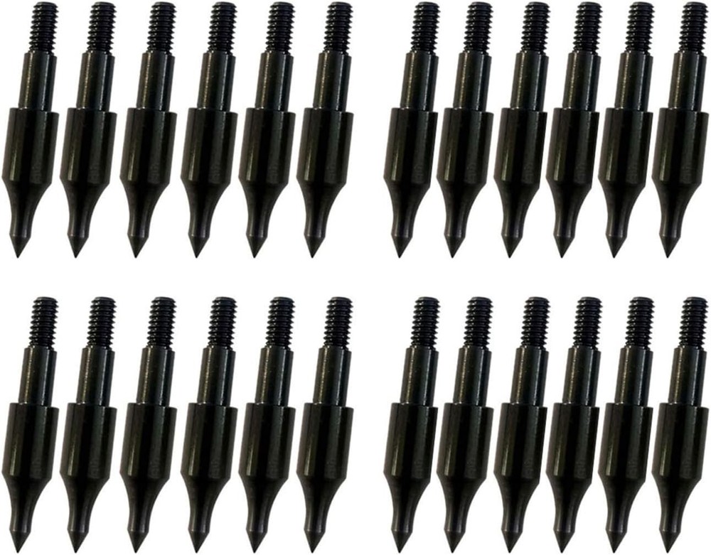 24 Pcs Steel 100 Grain Archery Arrow Field Points Field Tips - Practice Target