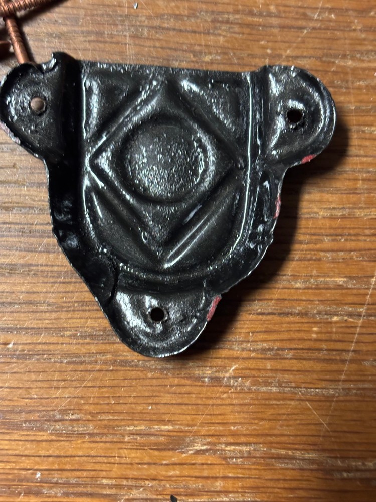 Trunk & Chest Hardware-4 Black original Leather Handle Retainers & Tacks