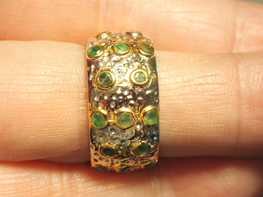 Green Emerald Sterling Silver Ring Size 6.5
