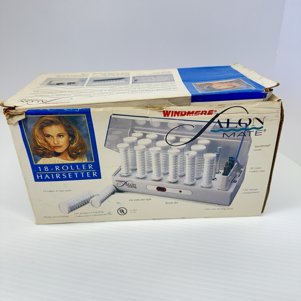 Windmere Salon Mate Hot Roller 18 Curlers Includes 7 Large/13 Small Clips Tested