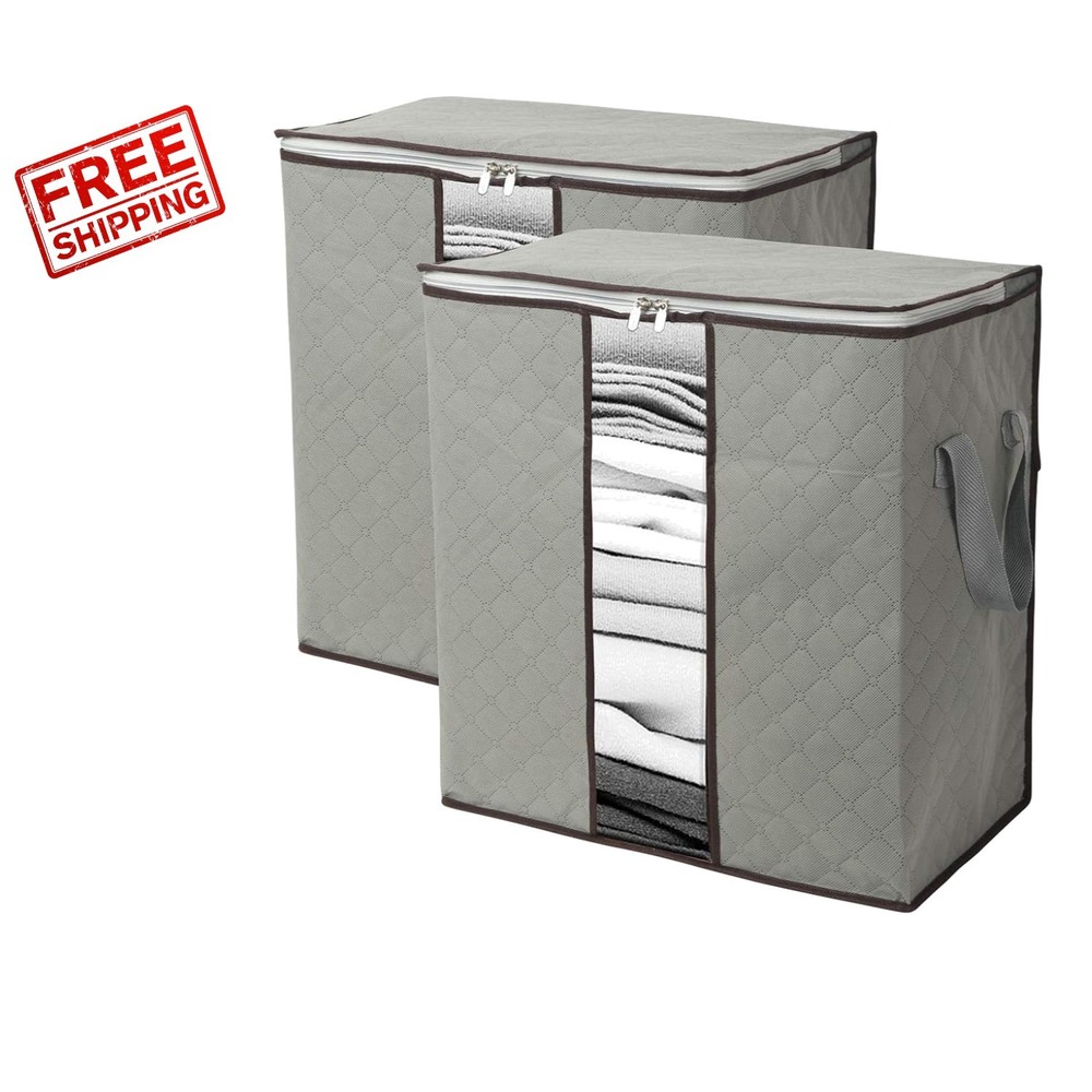 Effortless Storage: 2 Pack Erect Bags with Clear Window for Blankets & Pillows