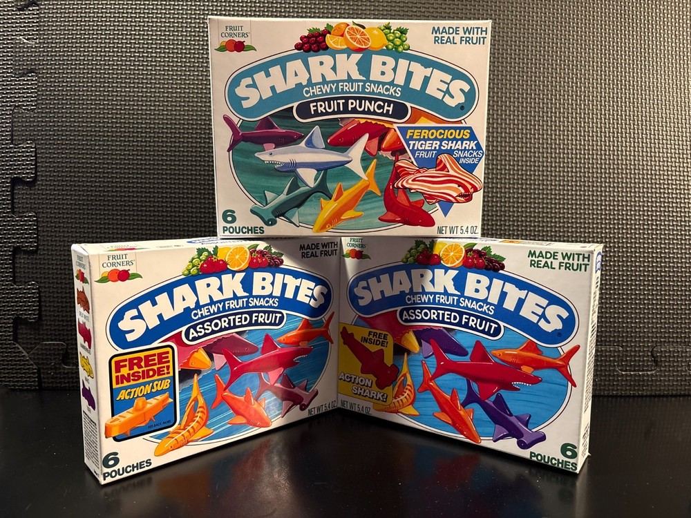 Shark Bites fruit snacks - 3 empty custom design display boxes