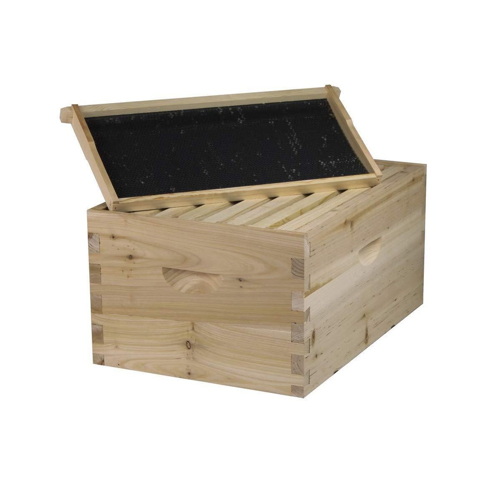 NuBee 8-Frame Complete Beehive Kit – Unassembled (2 Deep + 1 Medium Boxes) with