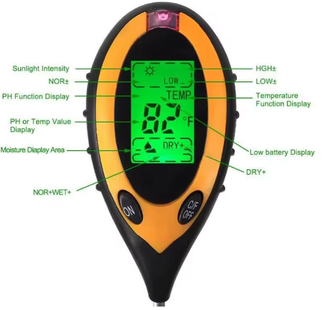 Soil Moisture PH Light Temperature Meter