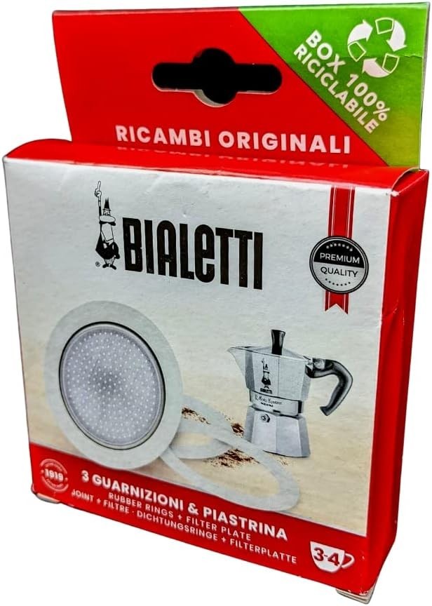 Bialetti Moka Express 6 Cup Replacement Filter and 3 Gaskets