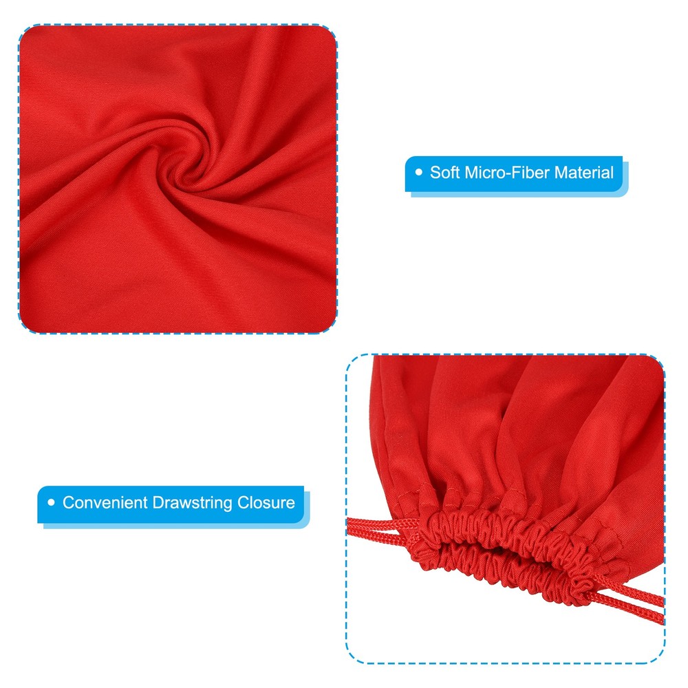 Ski Goggle Bag, 5 Pcs Soft Microfiber Drawstring Pouch, 15cmx25cm, Red