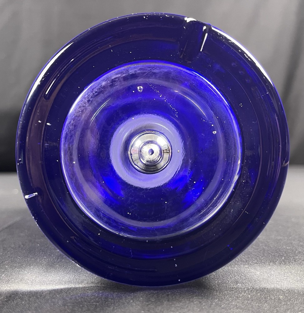 Vintage Cobalt Blue Decanter Flat Stopper Bubble