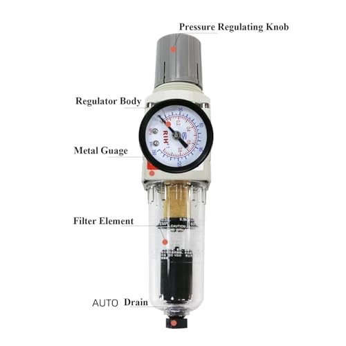 1/4" NPT Auto Drain Compressed Air Filter Regulator Combo 1/4"NPT Auto Drain