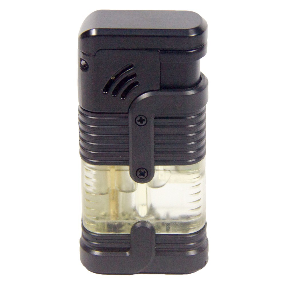 4 PACK Triple Solid &Clear Color Torch Lighter Adjustable Flame W/Cigar Puncher