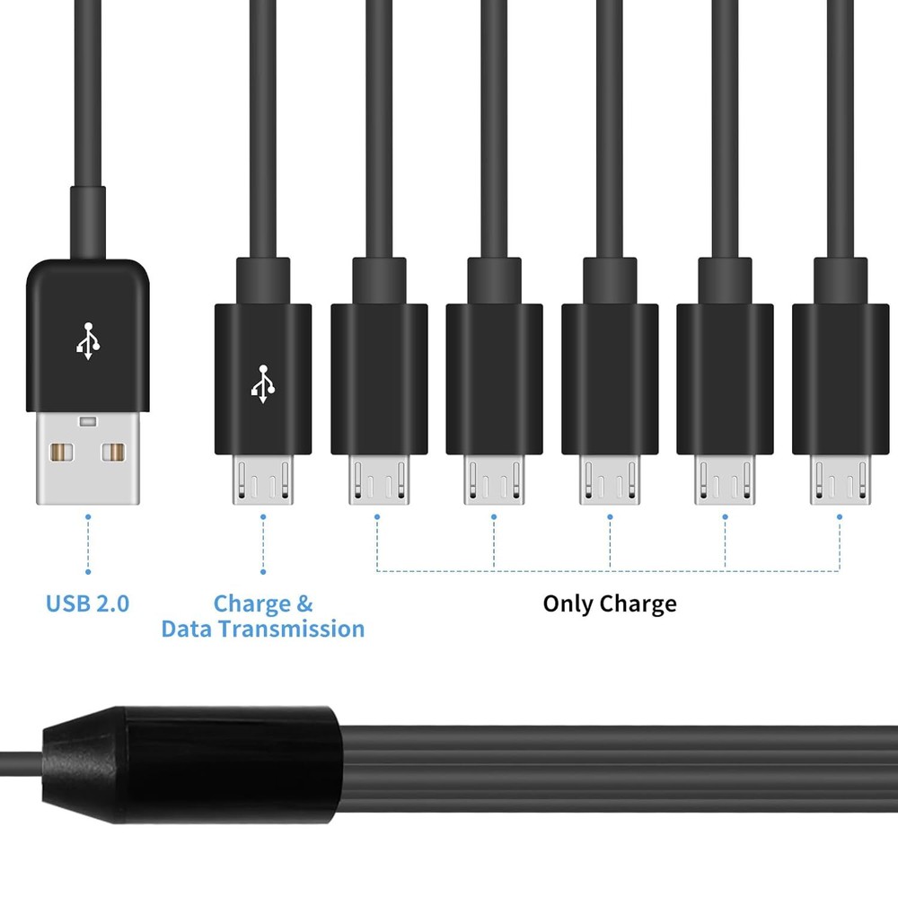 Micro USB Splitter Cable 6 in 1 Micro USB Charger Cable Micro USB Multi Charg...