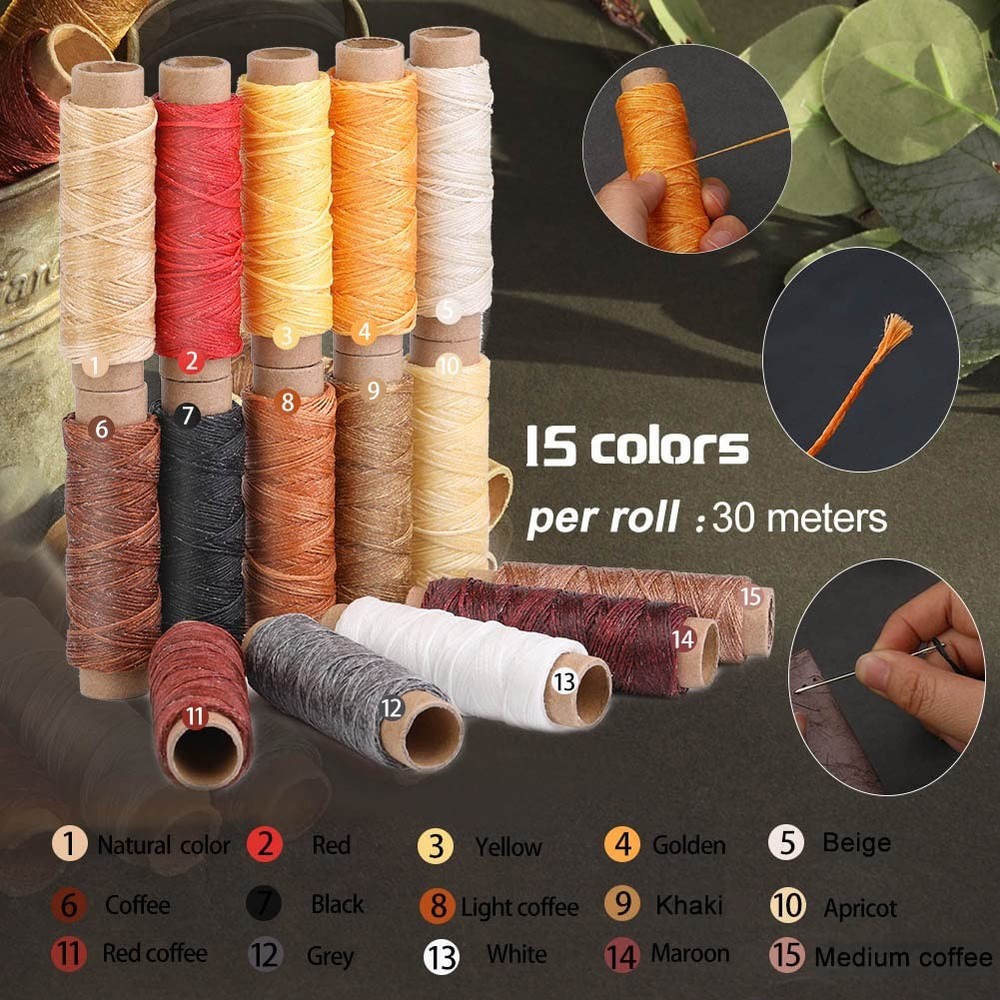 BUTUZE Leather Working Tools, Practical Craft Kit with Waxed 66 Pcs