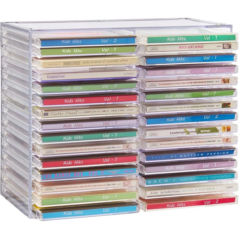 Stackable CD Organizer Durable BPA-Free Plastic Media Storage Solution New