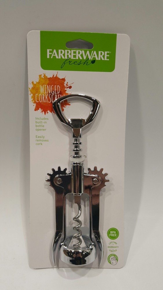 Farberware Classic Chrome Winged Corkscrew, BPA Free, NEW