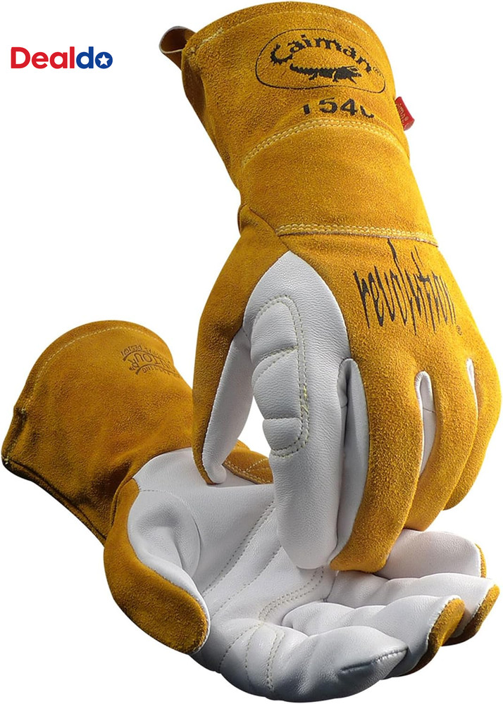 Premium Goat Grain Tig/Multi-Task Welding Gloves, Split Cowhide Back, 4-Inch Ext