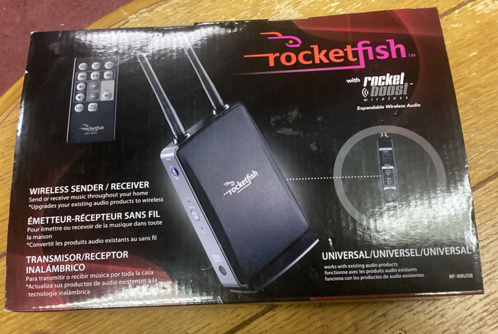Rocketfish Rocketboost Wireless Audio Receiver Transmitter w/ REMOTE RF-RBUSB
