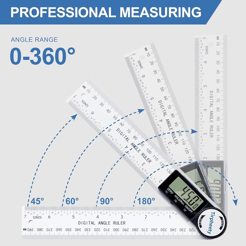 Third Generation Protractor Angle Finder Digital Angle Ruler with 7Inch 200Mm US