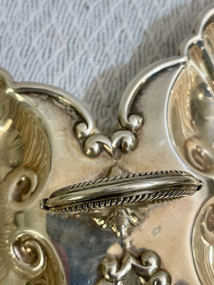 Antique Sterling Silver Double Shell Serving Dish / Trinket Tray / Soap Dish