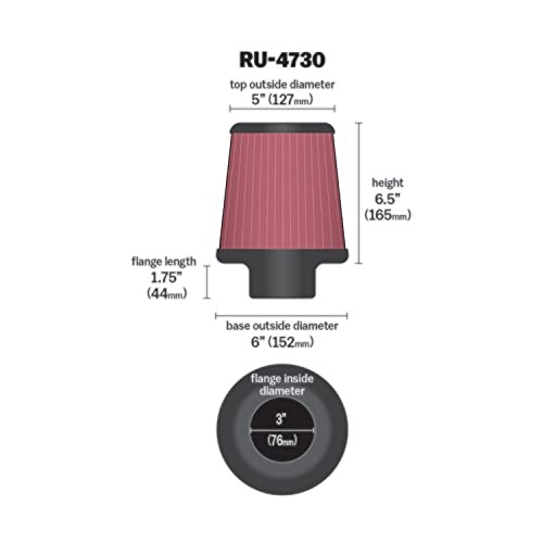 High-Flow Original Lifetime Universal Clamp-On Air Filter: High Performance,
