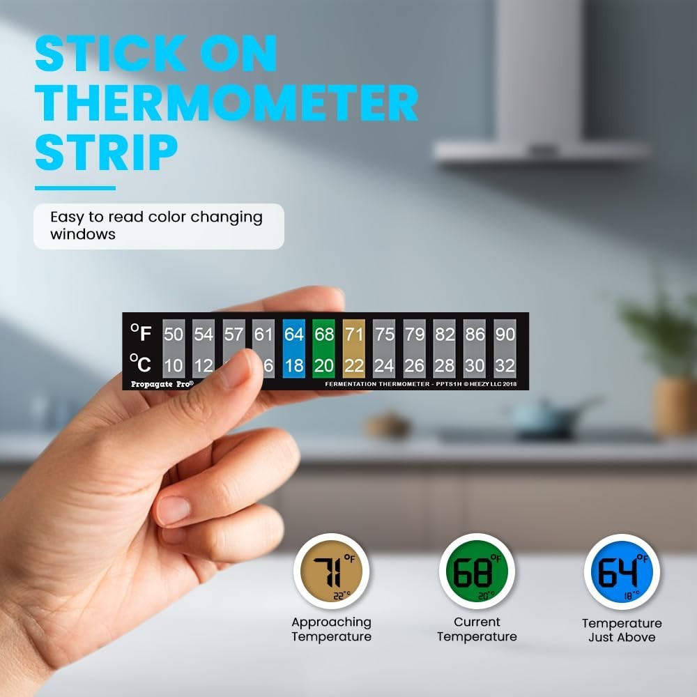 10 Pack Waterproof Digital Stick-On Thermometer Strips for Fermentation Brewi...