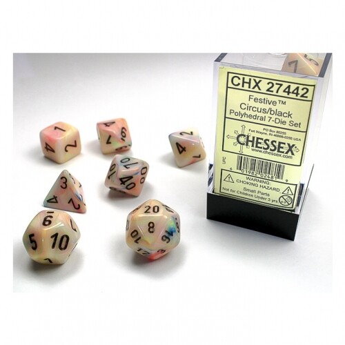 Dice - Festive Circus/Black (7-Dice Set)