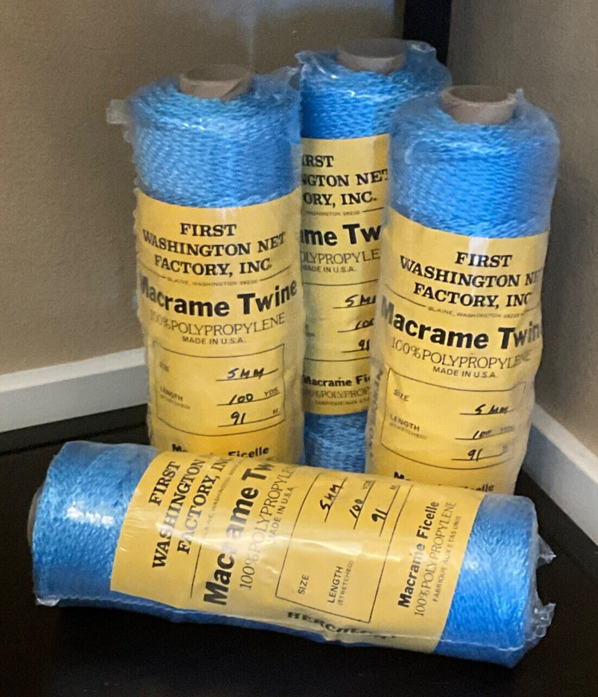 (4) FIRST WASHINGTON NET MACRAME TWINE 100% POLYPROPYLENE 100 YDS, 5MM, LT BLUE