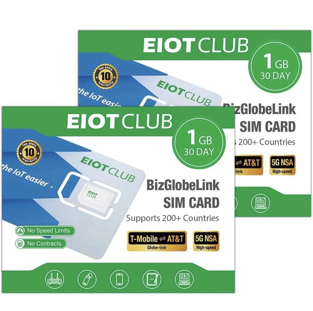 2 Pack) EIOTCLUB International Data SIM Card, Travel