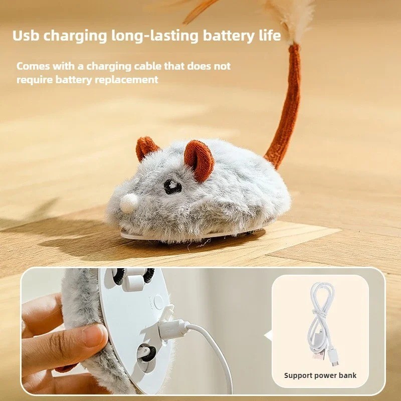 Automatic Electric Cat Toy USB Charging Interactive Squeaky Mouse
