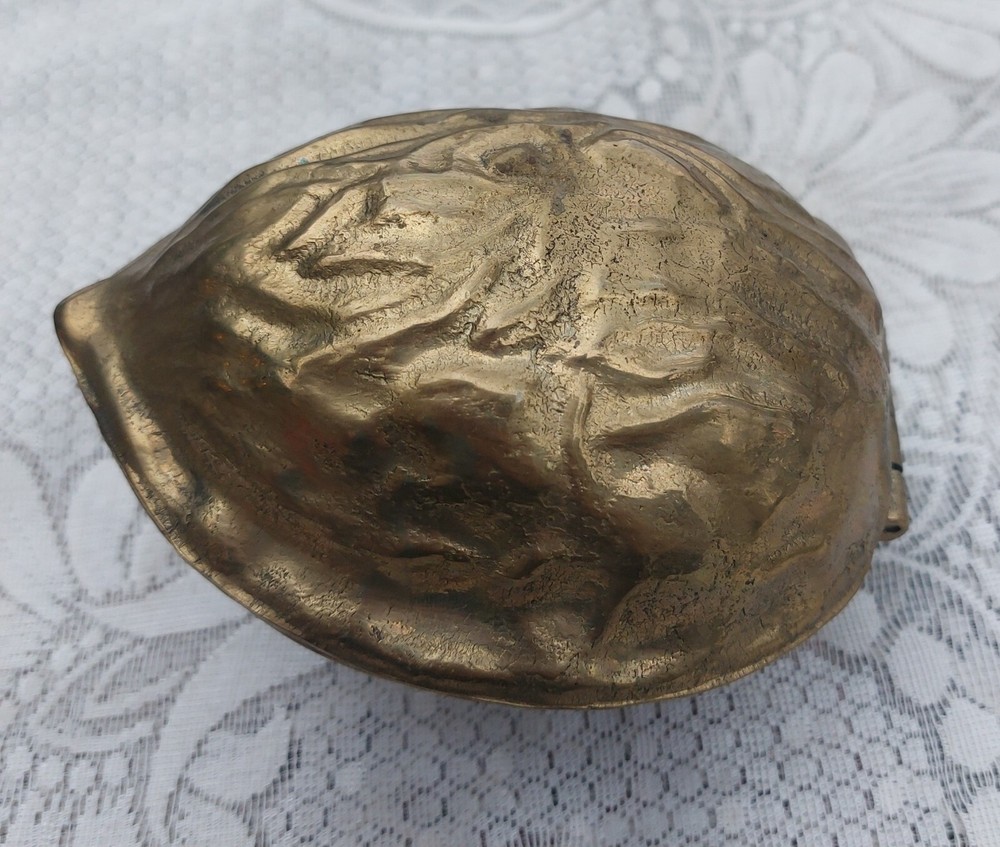 Brass Nutcracker Walnut Shaped Hinged Vintage 1950's