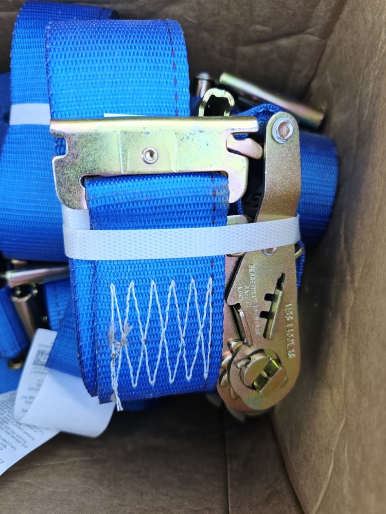 2" x 20' Blue E-Track Ratchet Strap | Standard 4' Fixed End