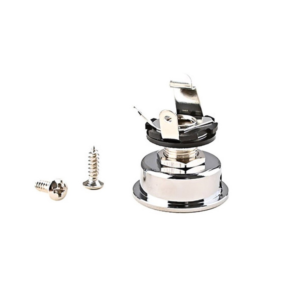 6.35mm Plug Socket Jack Plate Holder Electrosocket Electric Guitar Chrome Tool[