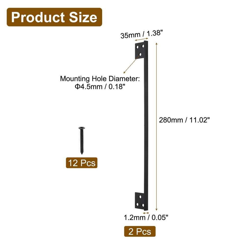 2Pcs Door Latch Guard Plate, 11" Door Security Protector Shield, Black