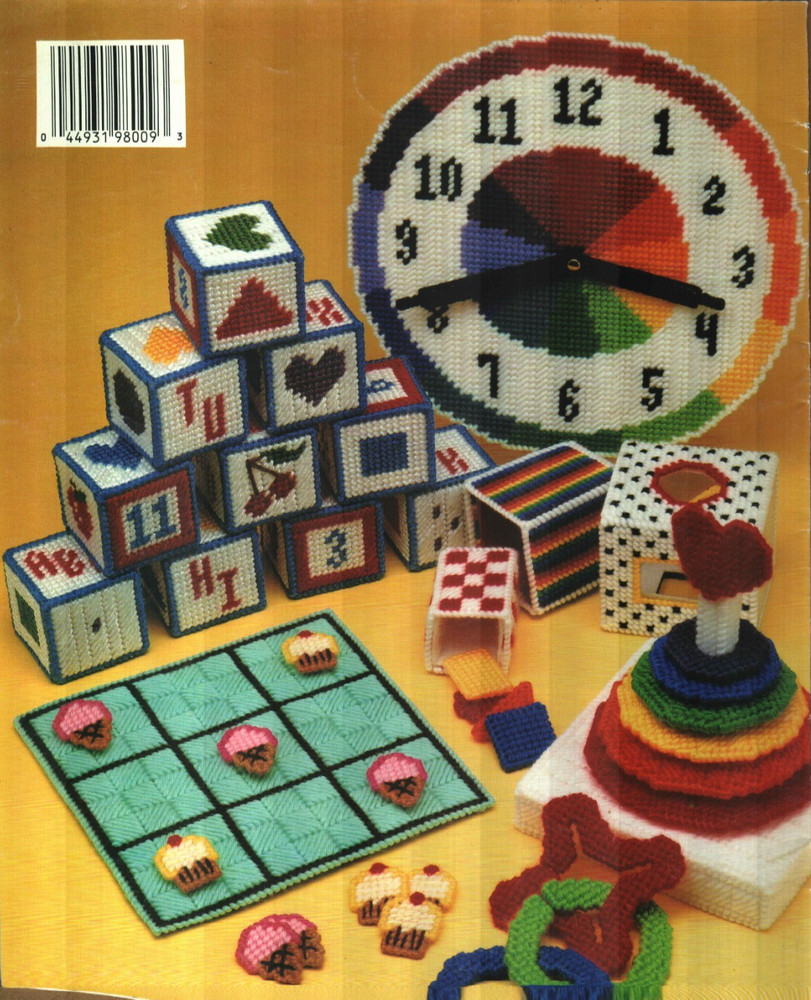 TODDLER LEARNING TOYS BLOCKS CLOCK STACKING RINGS PLASTIC CANVAS PATTERN BOOK