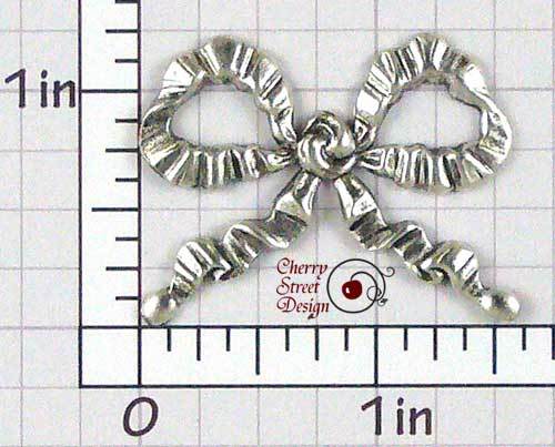 2 Crinkle Bow Stampings Ox Silver Plated Brass 1449so2