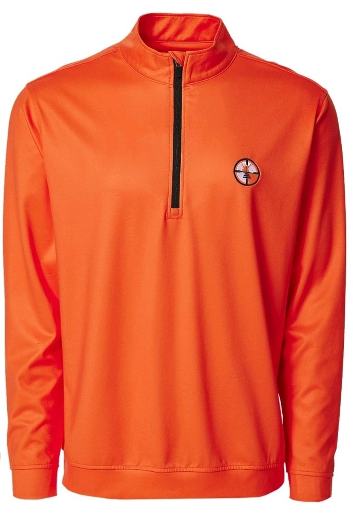 Waggle 1/4 Zip Pullover Men Orange Blaze 75% Polyester 25% Spandex Hunting Golf