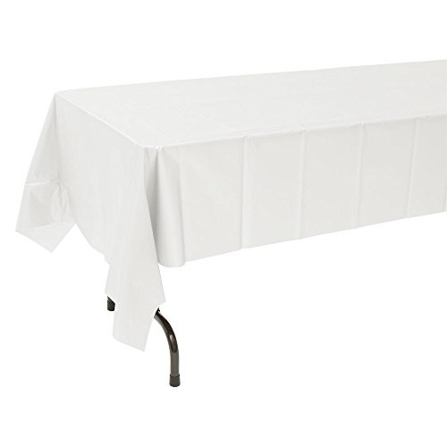 Table Mate White Plastic Disposable Table Cover - 54"W x 108"L
