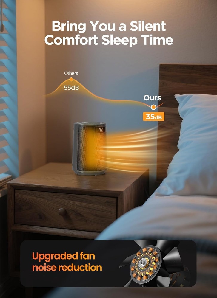 Grey Oscillating Heater with Precision Temperature Control