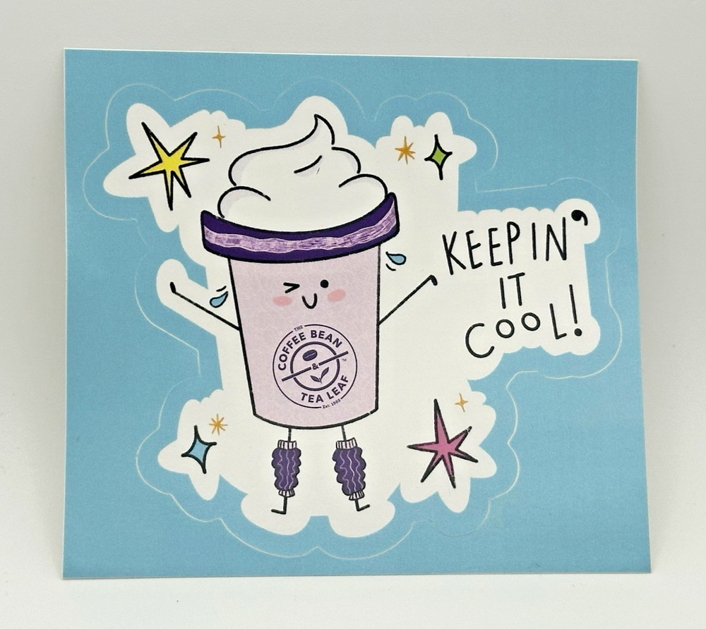 Coffee Bean & Tea Leaf (CBTL) Sticker Decal "Keepin' It Cool" 3.75” New