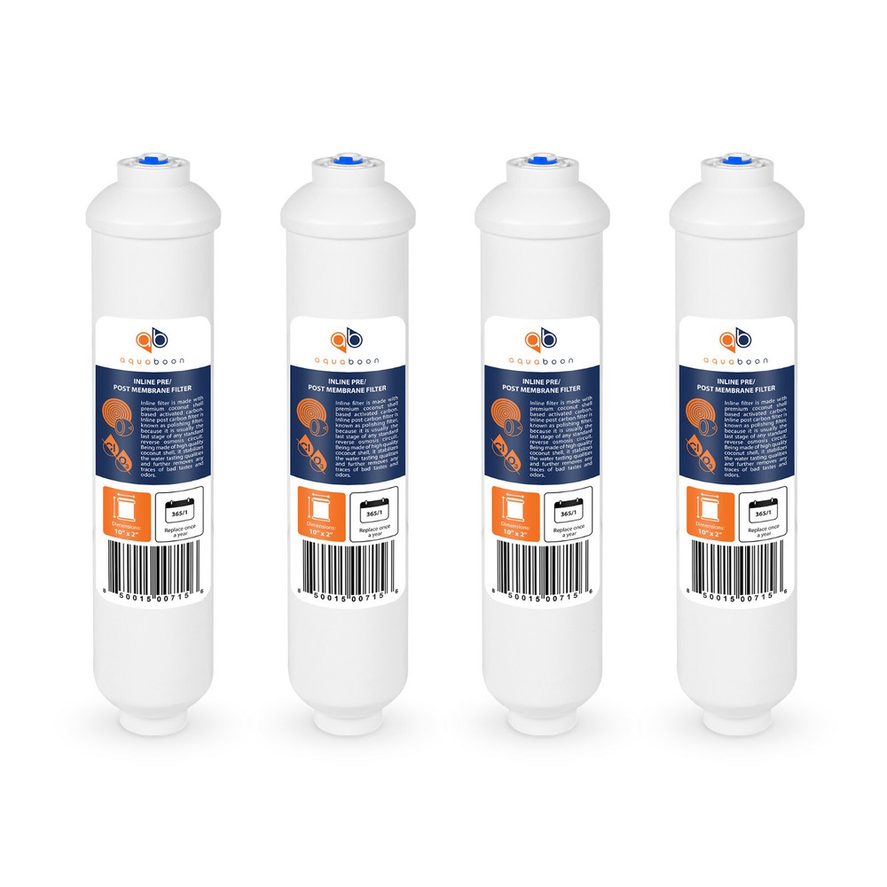 4 Pack of Inline Post/Carbon Polishing Water Filter for RO Standard Size QC