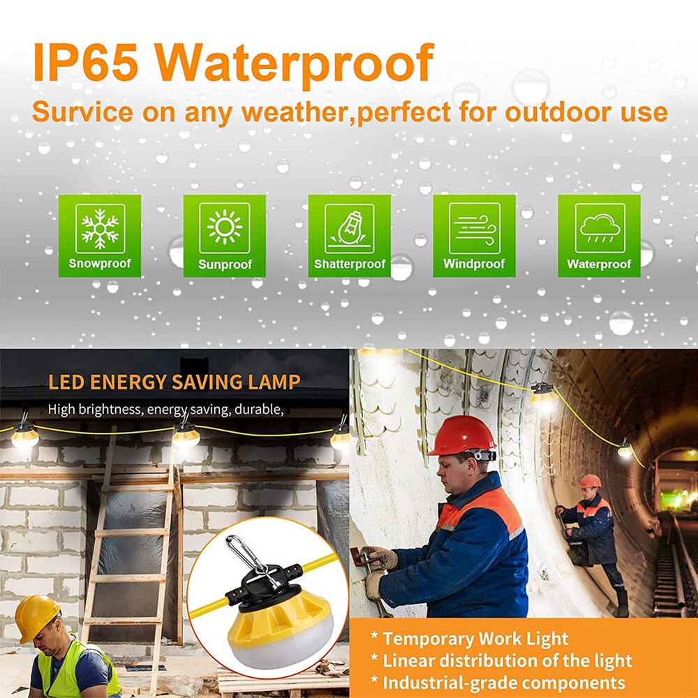 50/100/200FT Construction String Lights LED Industrial Grade LED Work Lights