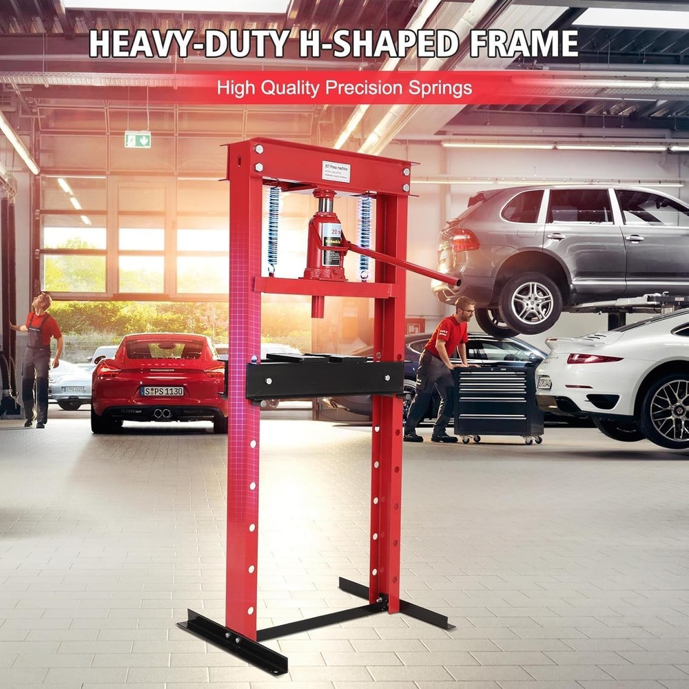 20 Ton Hydraulic Shop Press H-Frame w/ Adjustable Work Table & Press Plates