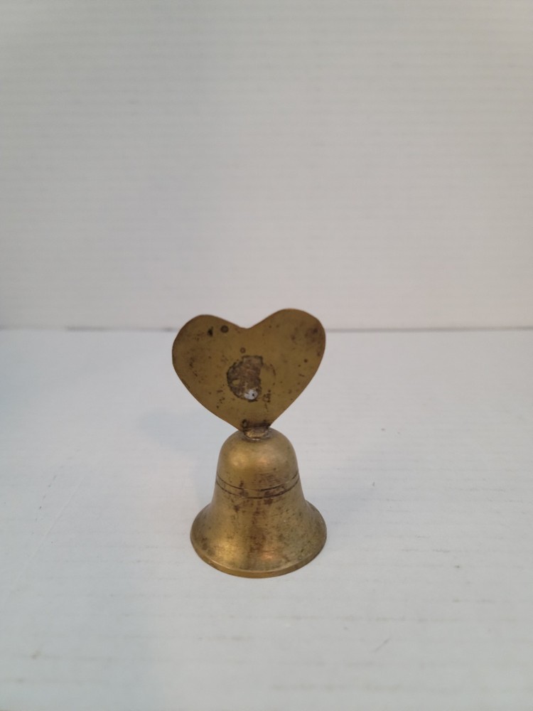 Heart Solid Brass Bell & Handle 3 Inch Tall