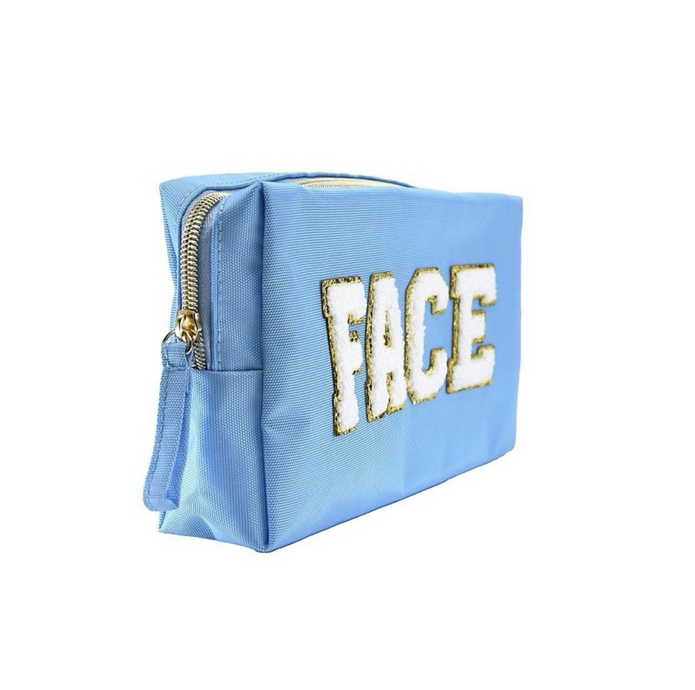 NWT Patch Cosmetic Bag Pouch Face Blue