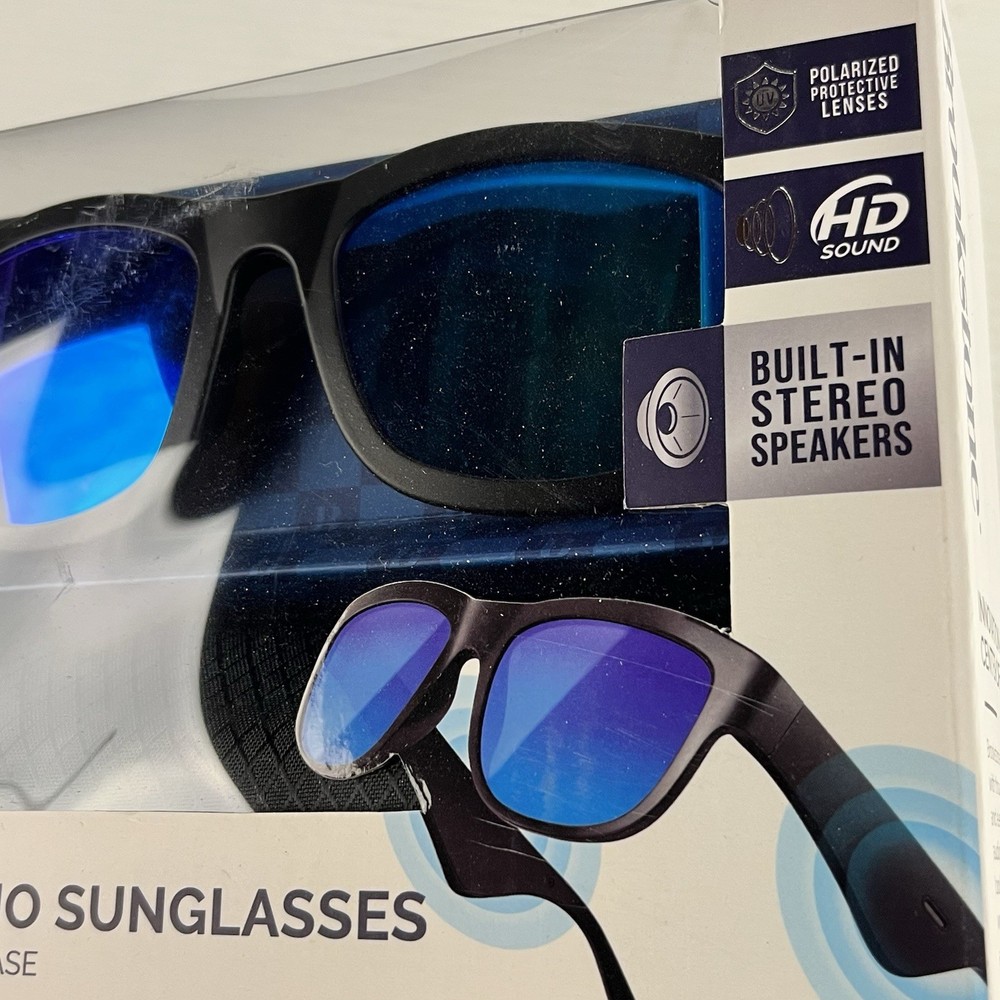 Brookstone Wireless Bluetooth Polarized Audio Smart Sunglasses – NEW w/ Case